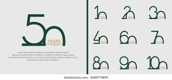 set of anniversary logo green color on white background for celebration moment