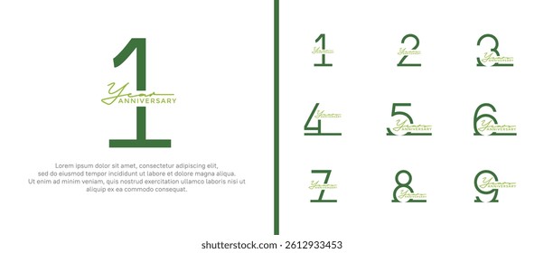 set of anniversary logo green color on white background for celebration moment
