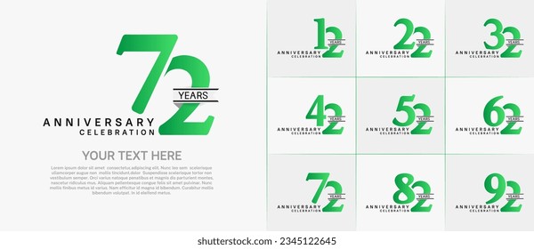 set of anniversary logo with green number and white ribbon can be use for celebration