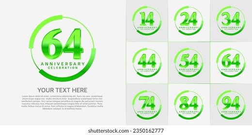 set of anniversary logo with green number in circle can be use for celebration