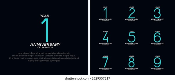 set of anniversary logo green and white color on black background for celebration moment