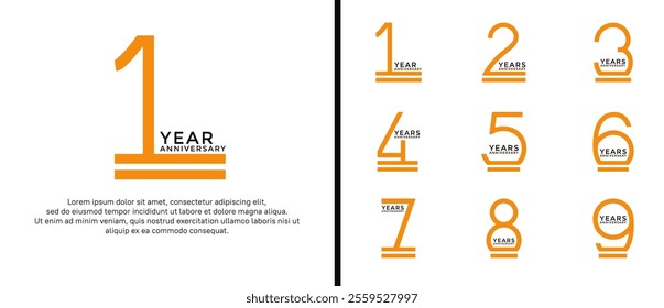 set of anniversary logo orange color on white background for celebration moment