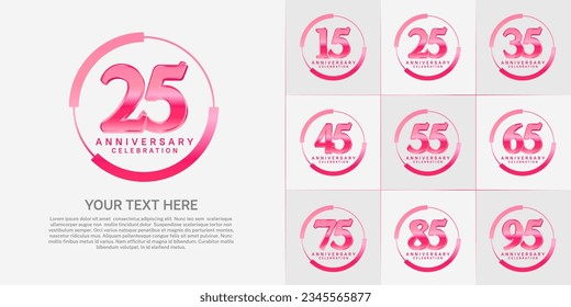set of anniversary logo with pink number in circle can be use for celebration