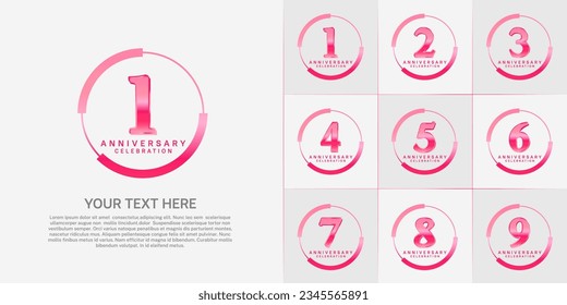 set of anniversary logo with pink number in circle can be use for celebration