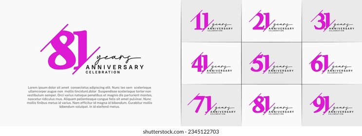 set of anniversary logo with purple and black color can be use for celebration