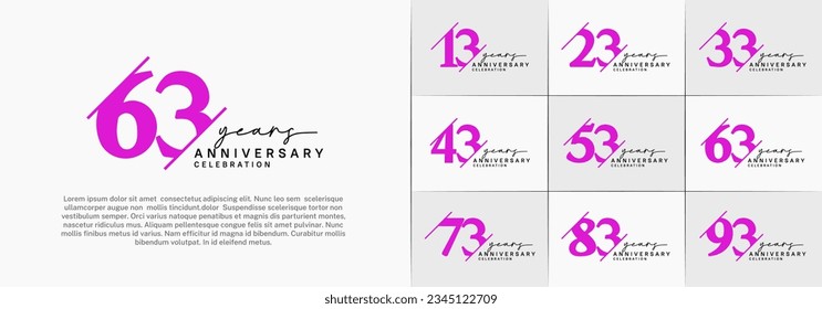 set of anniversary logo with purple and black color can be use for celebration