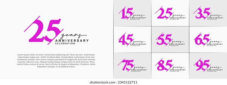 set of anniversary logo with purple and black color can be use for celebration