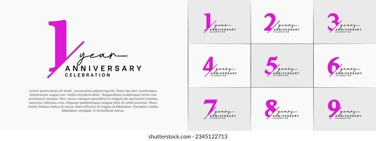 set of anniversary logo with purple and black color can be use for celebration