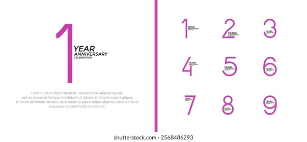 set of anniversary logo purple color on white background for celebration moment