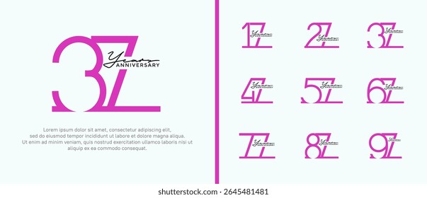 set of anniversary logo purple color on white background for celebration moment