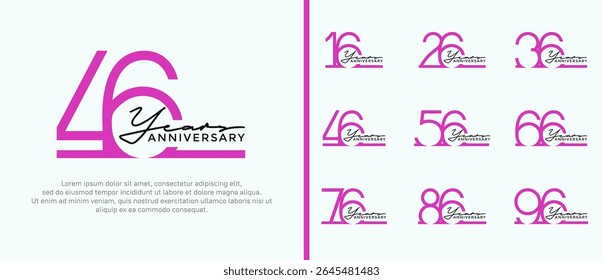 set of anniversary logo purple color on white background for celebration moment