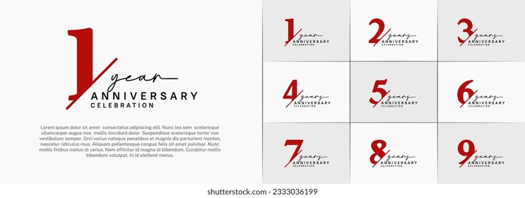 set of anniversary logo with red and black color can be use for celebration
