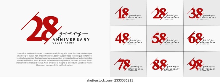 set of anniversary logo with red and black color can be use for celebration