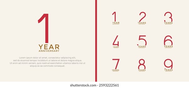 set of anniversary logo red and black color on white background for celebration moment