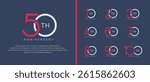 set of anniversary logo red and blue color on blue background for celebration moment
