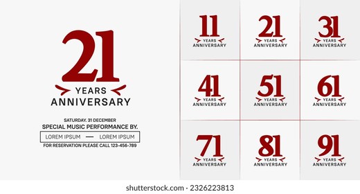 set of anniversary logo with red number on white background can be use for celebration