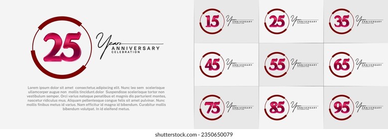 set of anniversary logo with red number in circle can be use for celebration