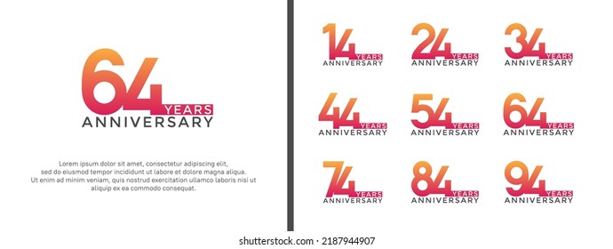 set of anniversary logo red orange color on white background for celebration moment