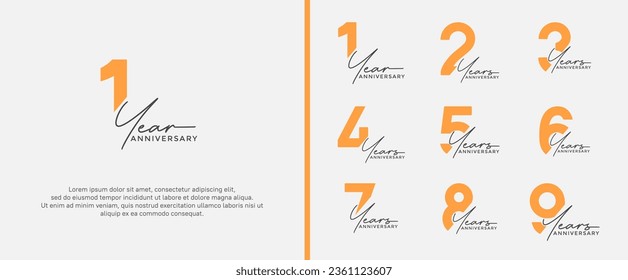 set of anniversary logo red and orange color on white background for celebration moment