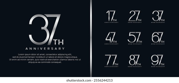 set of anniversary logo silver color on black background for celebration moment