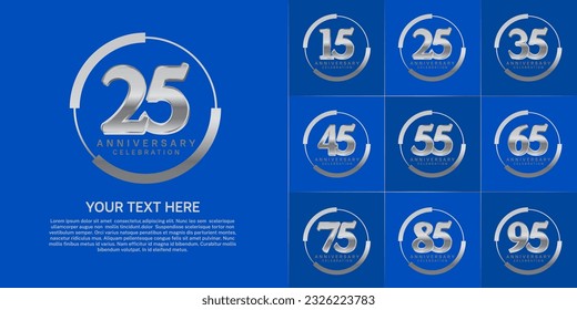 set of anniversary logo with silver number in circle can be use for celebration