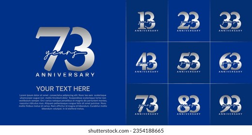 set of anniversary logo with silver number and handwriting text can be use for celebration svg