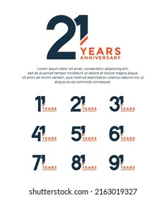 set anniversary logo style black and orange color isolated on white background for great event