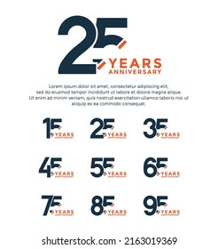 set anniversary logo style black and orange color isolated on white background for great event