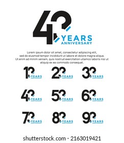 set anniversary logo style black and blue color isolated on white background for great event