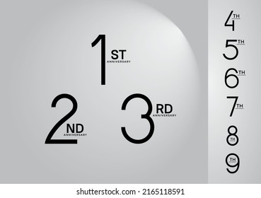 set of anniversary logo style black color overlapping number on white background for celebration
