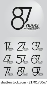 set of anniversary logo style black color can be use for special event and celebration moment