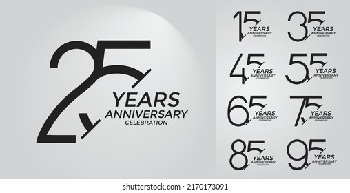 set of anniversary logo style black color can be use for special event and celebration moment