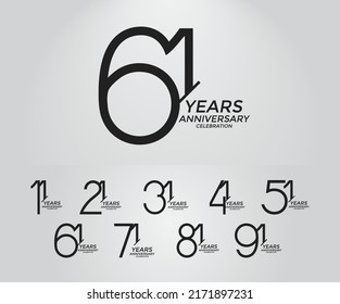 set of anniversary logo style black color can be use for special event and celebration moment