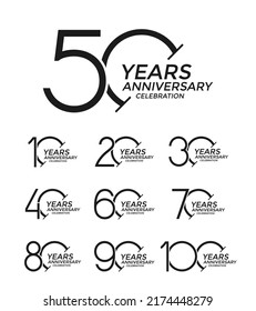 set of anniversary logo style black color on white background for celebration event