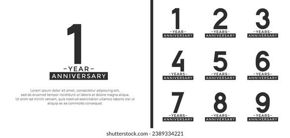 set of anniversary logo style black color on white background for celebration