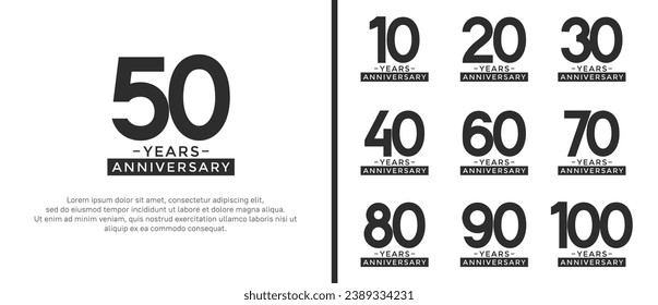 set of anniversary logo style black color on white background for celebration