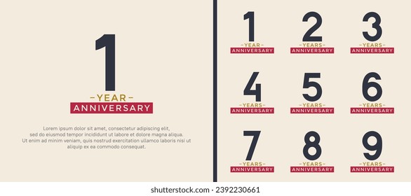 set of anniversary logo style black and red color on white background for celebration