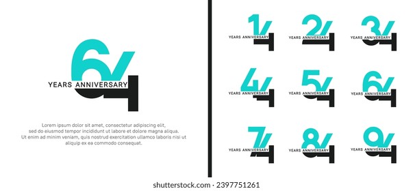 set of anniversary logo style black and green color on white background for celebration