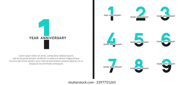 set of anniversary logo style black and green color on white background for celebration