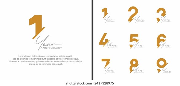 set of anniversary logo style black and orange color on white background for special moment