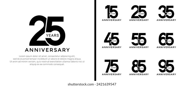 set of anniversary logo style black color on white background for special moment