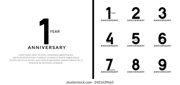 set of anniversary logo style black color on white background for special moment