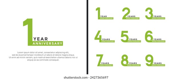 set of anniversary logo style black and green color on white background for special moment