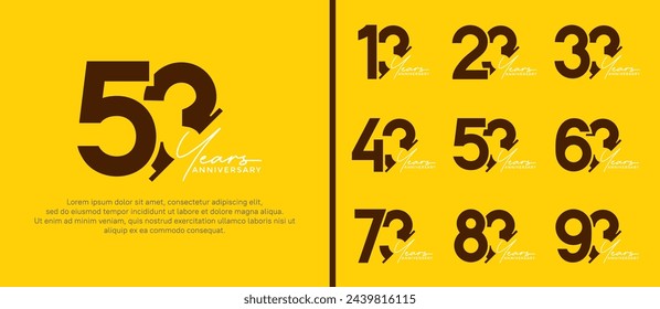 set of anniversary logo style black and white color on yellow background for special moment