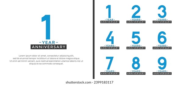 set of anniversary logo style blue and black color for celebration