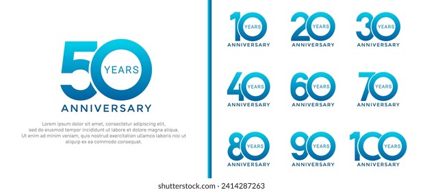 set of anniversary logo style blue color on white background for special moment