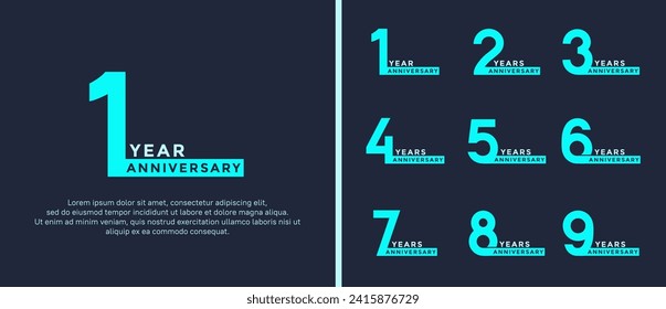 set of anniversary logo style blue color on dark background for special moment
