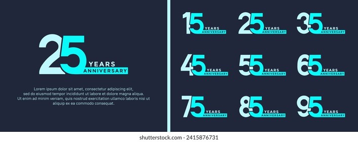 set of anniversary logo style blue color on dark background for special moment