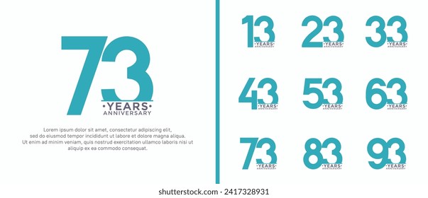 set of anniversary logo style blue color on white background for special moment