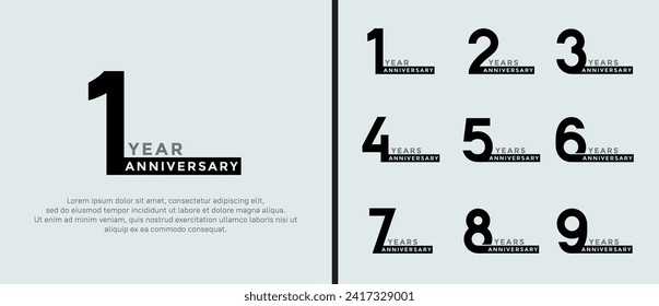 set of anniversary logo style blue and black color on white background for special moment